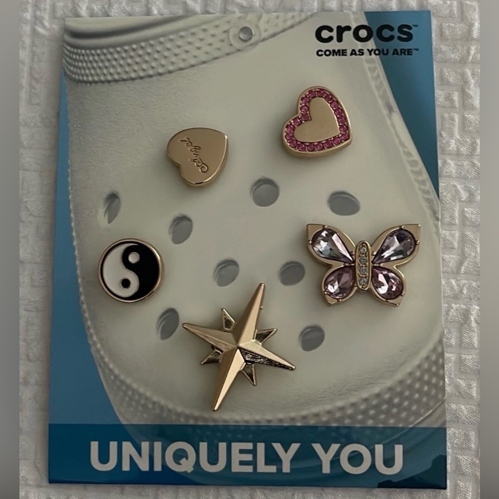 CROCS Pink and Gold Jibbitz Charms Pack